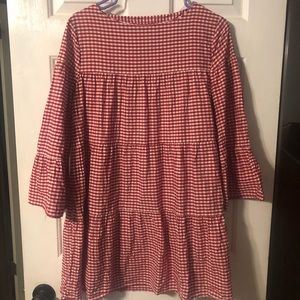 SHEIN red/white gingham bell sleeve mini dress